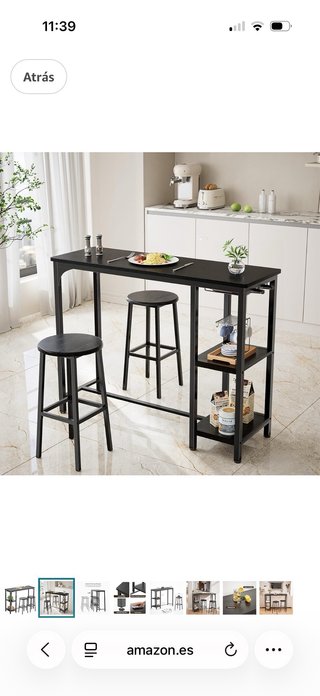 Mesa alta con 2 taburetes