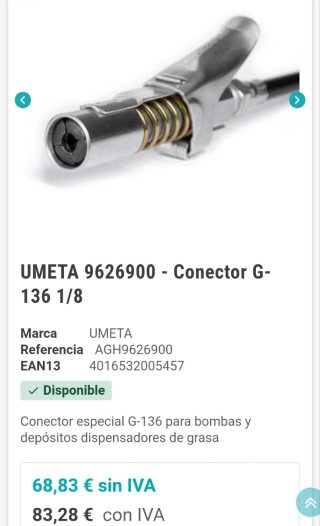 Acoplamientos Umeta G-136 para bombas y depósitos