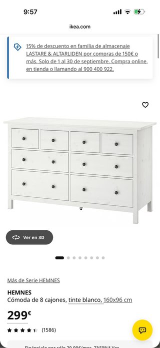 Cómoda Blanca con 8 Cajones