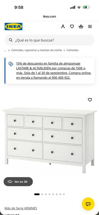 Cómoda Blanca con 8 Cajones