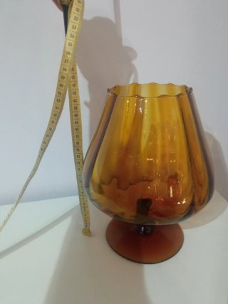 Jarrón Vintage Cristal Años 70 Marrón Transparente