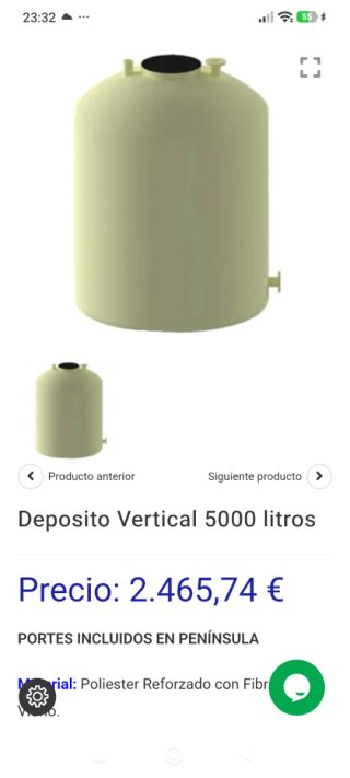Depósito de agua de fibra de vidrio no de plastico