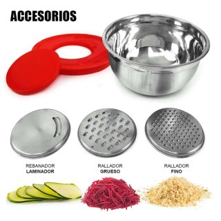 Bol de Acero Inoxidable con Tapa Roja