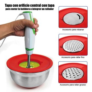 Bol de Acero Inoxidable con Tapa Roja