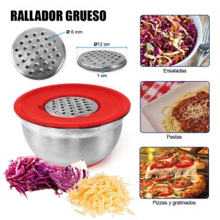 Bol de Acero Inoxidable con Tapa Roja