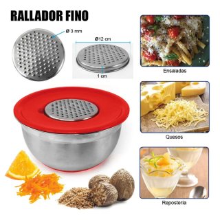 Bol de Acero Inoxidable con Tapa Roja