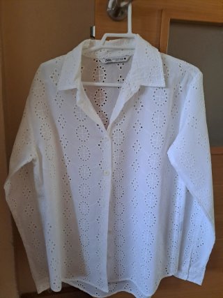 Camisa Blanca Bordada Zara Talla M