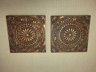 Cuadro de Metal con Relieve Cobre Dorado