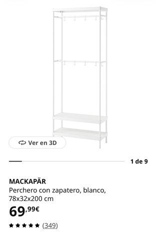 MACKAPÄR Perchero con zapatero blanco
