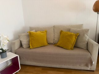 Sofá Cama Beige y Amarillo
