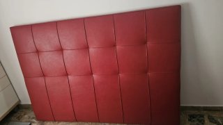 Cabecero Cama Matrimonio Piel Sintética Rojo