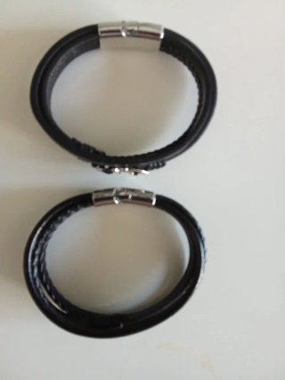 2 Pulseras Hombre Cuero Cierre Magnético