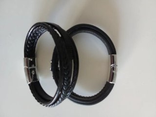2 Pulseras Hombre Cuero Cierre Magnético