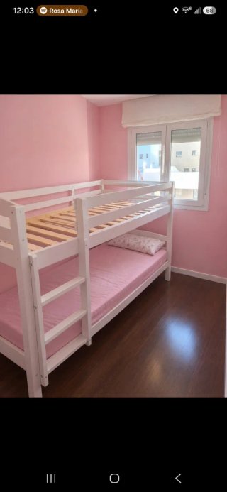 Litera de Madera Blanca 90x190
