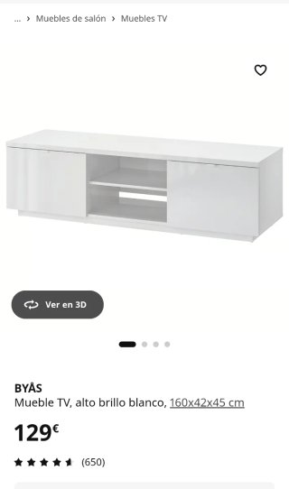 Mueble de TV Ikea BYÅS Blanco