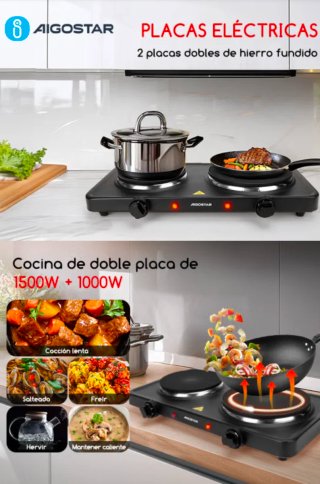 Hornillo Eléctrico Doble Aigostar 2500W
