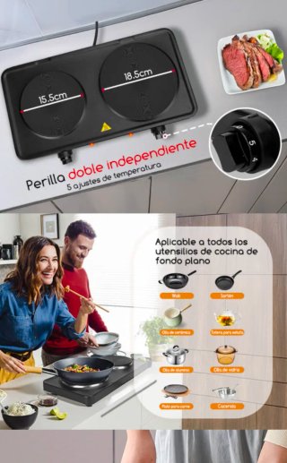 Hornillo Eléctrico Doble Aigostar 2500W
