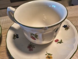 Juego de tazas y platillos San Claudio flores