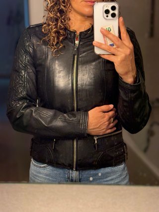 Cazadora Biker Pull&Bear Negra de piel