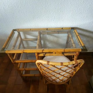 Escritorio y Silla Bambú con Cristal