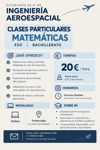 Clases particulares de Matemáticas ESO y Bach
