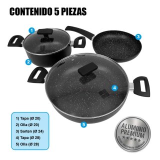 Klack Batería Cocina 5 Piezas Aluminio