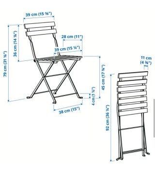 Set de 2 Sillas de Balcón Plegables