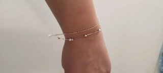 Pulsera/Tobillera Plata Bolitas Ajustable