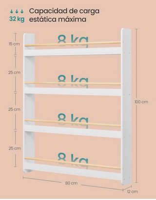 Estantería Infantil Blanca y Madera