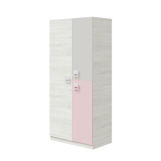 Armario juvenil 3p Blanco Alpes y Rosa 90x200 cm