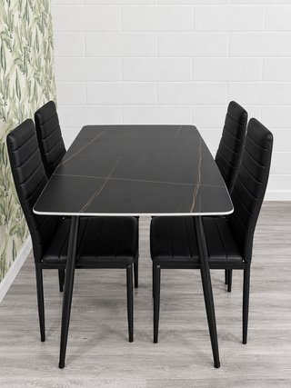 MESA DE COMEDOR +4 SILLAS EFECTO MARMOL 3 COLORES