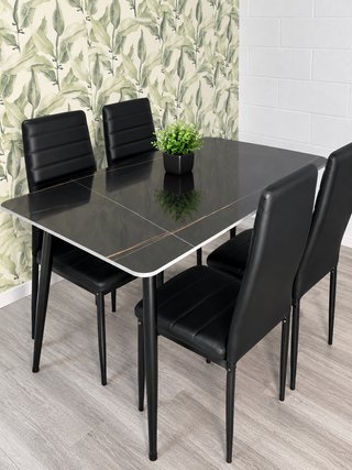 MESA DE COMEDOR +4 SILLAS EFECTO MARMOL 3 COLORES