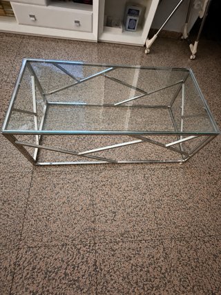 Mesa de centro cristal y metal cromado