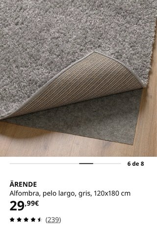 Alfombra IKEA ÄRENDE pelo largo gris 120x180