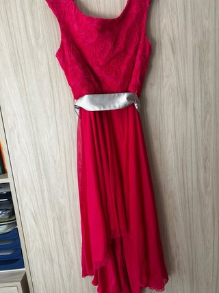 Vestido fiesta rosa fucsia corte MIDI