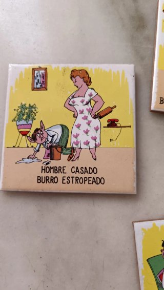 Set de 3 Azulejos Vintage con Humor