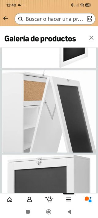 Escritorio plegable blanco con estanterías