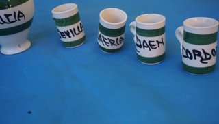 Jarra y vasos cerámica Andalucía, joyero, campanas