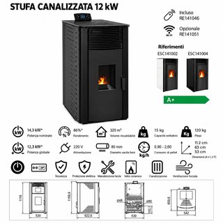 Stufa a pellet canalizzata Gyda 14,3 kW Nera