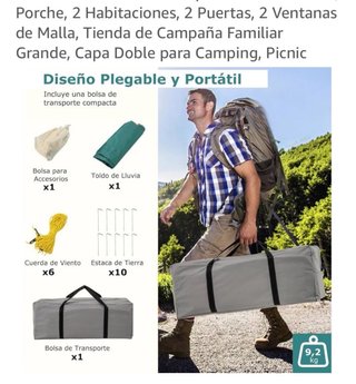 Carpa tienda camping 4-10 personas