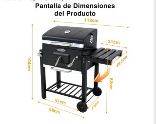 Barbacoa de carbón negra y plateada