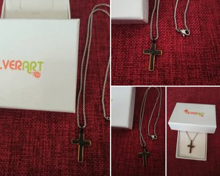 Collana Silverart con croce nera e oro