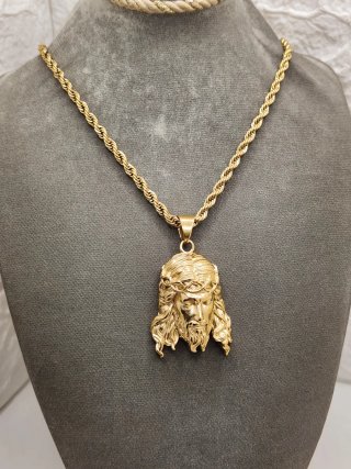 Colgante Cristo Acero Quirúrgico Chapado Oro