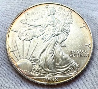 Onza PLATA USA 1998 liberty Dañada 1 Oz