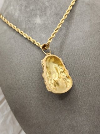 Colgante Cristo Acero Chapado Oro Circonitas
