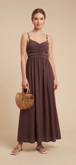 Vestido Largo Marrón Chocolate
