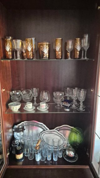 Juego Copas Vasos Cristal Dorado