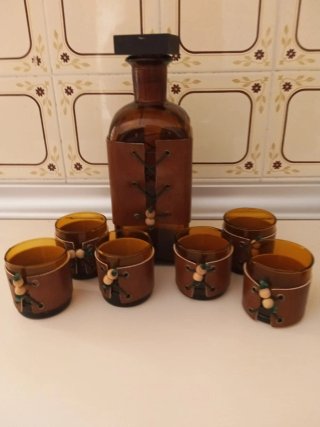 Juego de Jarra y 6 Vasos Vintage