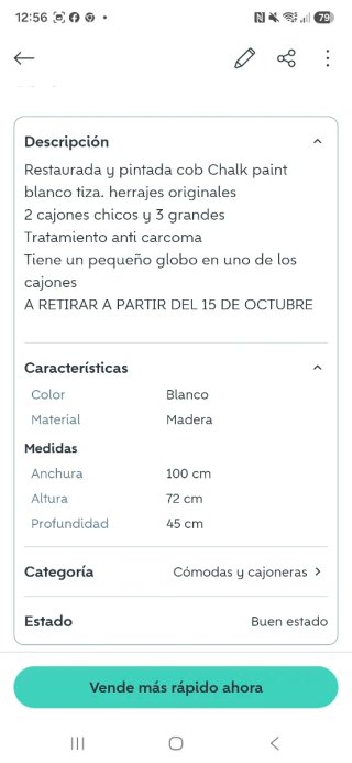 Cmoda / Cajonera Antigua Blanca