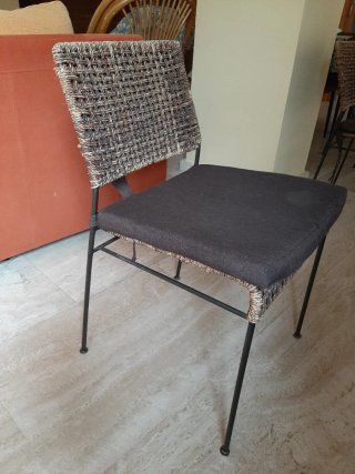 6 Sillas de comedor de forja y cuerda